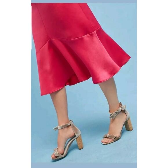 New Anthropologie x Seen Work Kept Satin Open Shoulder Midi Dress $168 Size 6 - Picture 6 of 7